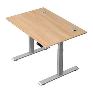 Kerkmann Move 2 Plus elektrisch höhenverstellbarer Schreibtisch eiche hell rechteckig, T-Fuß-Gestell silber 120,0 x 80,0 cm
