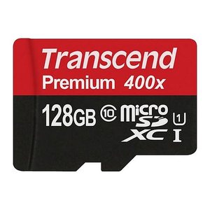 SD microSD Card 128GB Transcend SDXC UHS1 w/adapter