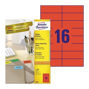 AVERY Zweckform Etiketten 3452 rot 105,0 x 37,0 mm, 100 Blatt