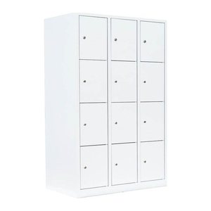 LÜLLMANN Schließfachschrank signalweiß 523437, 12 Schließfächer 118,5 x 50,0 x 180,0 cm