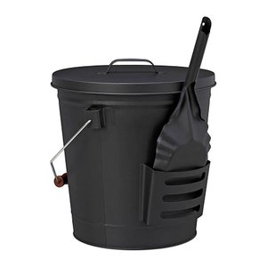 relaxdays Ascheeimer mit Deckel 19,0 l schwarz, 1 St.