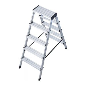 KRAUSE Stehleiter beidseitig MONTO Dopplo silber 2x 5 Stufen, H: 118 cm