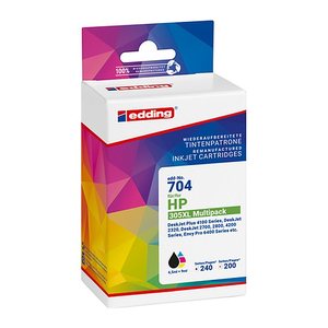 edding EDD-704 schwarz, color Druckerpatronen kompatibel zu HP 305XL (3YM62AE/3YM63AE), 2er-Set