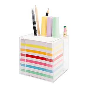 folia Zettelbox mit Stiftehalter transparent inkl. 700 Notizzettel farbig sortiert, 1 St.