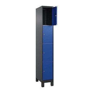 CP Schließfachschrank Classic Plus enzianblau, schwarzgrau 080010-104 S10030, 4 Schließfächer 30,0 x 50,0 x 195,0 cm