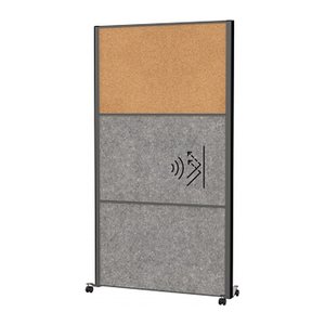 MAUL Akustik-Trennwand MAULconnecto 9605189, dunkelgrau, braun 100,0 x 182,0 cm mit Rollen, 1 St.