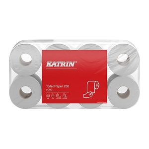 KATRIN Toilettenpapier 250 LONG 3-lagig Recyclingpapier, 48 Rollen