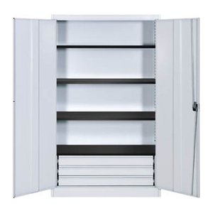 mauser Stahlschrank entero BFZ5 - 12 7035/7035 lichtgrau 4 Fachböden 120,0 x 50,0 x 195,0 cm, aufgebaut, 1 St.