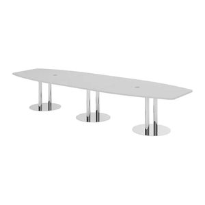 HAMMERBACHER Konferenztisch KT40S lichtgrau Tonnenform, Rundrohr chrom, 400,0 x 85,0 - 130,0 x 74,0 cm