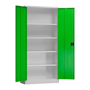 ClassiX Stahlschrank X-530355 lichtgrau, gelbgrün 4 Fachböden 92,0 x 50,0 x 194,5 cm, aufgebaut, 1 St.