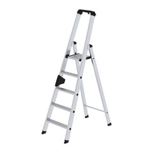 MUNK Stehleiter einseitig 40105 silber 5 Stufen, H: 158,0 cm
