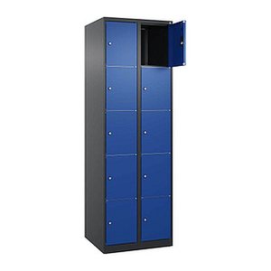 CP Schließfachschrank Classic Plus enzianblau, schwarzgrau 080000-205 S10031, 10 Schließfächer 60,0 x 50,0 x 185,0 cm