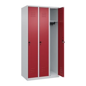 CP Spind Classic Plus lichtgrau, rubinrot 080000-30 S10001, 3 Schließfächer 90,0 x 50,0 x 185,0 cm