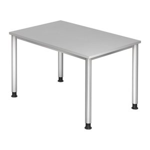 HAMMERBACHER HS12 höhenverstellbarer Schreibtisch lichtgrau rechteckig, 4-Fuß-Gestell silber 120,0 x 80,0 cm