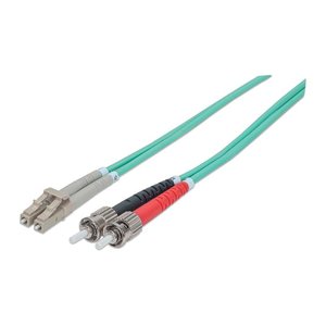 INTELLINET LWL Anschlusskabel LC/ST 1m Multimode OM3 Aqua