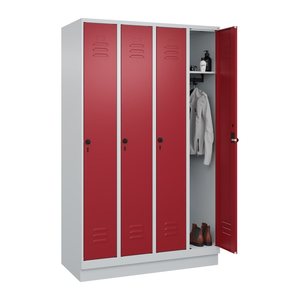 CP Spind Classic PLUS lichtgrau, rubinrot 080020-40 S10001, 4 Schließfächer 120,0 x 50,0 x 195,0 cm
