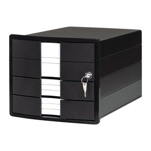 HAN Schubladenbox IMPULS mit Schloss  schwarz 1018-13D, DIN A4 mit 3 Schubladen, 1 St.