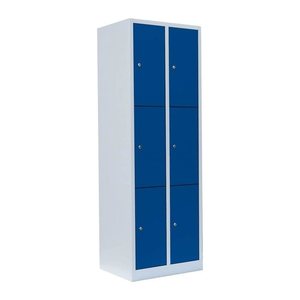 LÜLLMANN Schließfachschrank enzianblau, lichtgrau 520321, 6 Schließfächer 60,0 x 50,0 x 180,0 cm