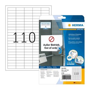 HERMA Etiketten 4210 weiß 38,1 x 12,7 mm, 25 Blatt
