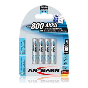 ANSMANN Akkus Ni-MH Micro AAA 800 mAh, 4 St.
