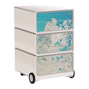 PAPERFLOW easyBox Industrial Rollcontainer weiß, bunt 61843 4 Auszüge 39,0 x 43,6 x 64,2 cm