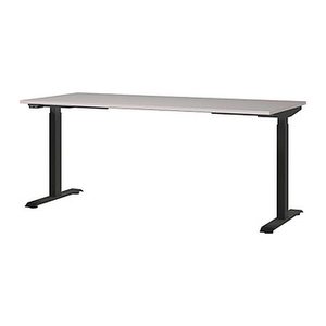 GERMANIA JET höhenverstellbarer Schreibtisch kaschmir rechteckig, T-Fuß-Gestell schwarz 180,0 x 80,0 cm