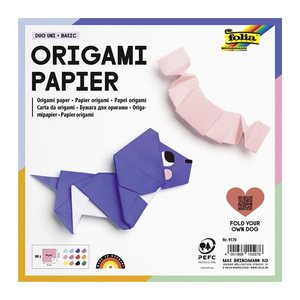 folia Faltblätter Origami Duo Uni Basic mehrfarbig 96 Blatt