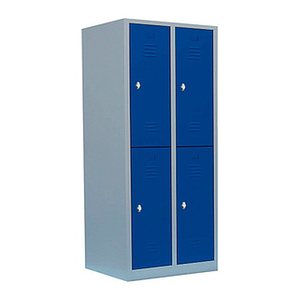 LÜLLMANN Spind enzianblau, lichtgrau 523221, 4 Schließfächer 80,0 x 50,0 x 180,0 cm