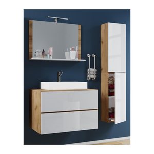 VCM my bath Badmöbel-Set 4-teilig Lendas L 915298 honig-eiche, weiß 114,0 x 52,0 x 150,0 cm