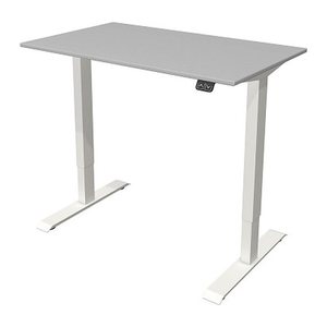 Kerkmann Move 1 elektrisch höhenverstellbarer Schreibtisch lichtgrau rechteckig, T-Fuß-Gestell weiß 100,0 x 60,0 cm