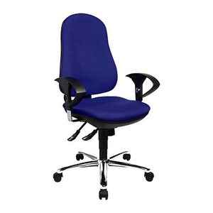 Topstar Bürostuhl Support ®Syncro Deluxe, 8559U G26 Stoff blau, Gestell chrom