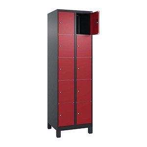 CP Schließfachschrank Classic Plus rubinrot, schwarzgrau 080010-205 S10042, 10 Schließfächer 60,0 x 50,0 x 195,0 cm