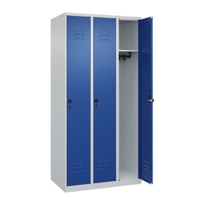 CP Spind Classic Plus lichtgrau, enzianblau 080000-30 S10003, 3 Schließfächer 90,0 x 50,0 x 185,0 cm
