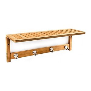 relaxdays Wandgarderobe braun Holz 4 Haken 50,0 x 18,0 cm, 1 St.