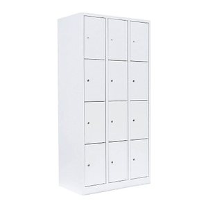 LÜLLMANN Schließfachschrank signalweiß 520437, 12 Schließfächer 88,5 x 50,0 x 180,0 cm