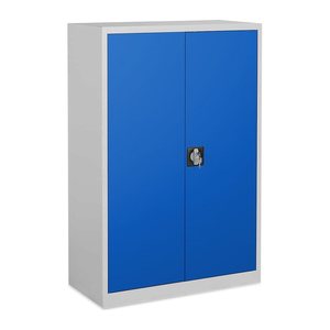 Aktenschrank aus Stahl – 800 x 380 (3 OH) – Korpus in Lichtgrau (Türen Enzianblau)