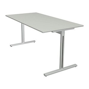 Kerkmann Form 1 Schreibtisch lichtgrau rechteckig, T-Fuß-Gestell silber 160,0 x 80,0 cm