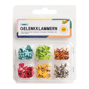 folia Musterbeutelklammern zum Basteln Mini-Brads Sweet 7 mm, 6 Motive, 120 St.