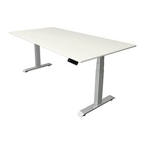 Kerkmann Move 4 elektrisch höhenverstellbarer Schreibtisch weiß rechteckig, T-Fuß-Gestell silber 200,0 x 100,0 cm