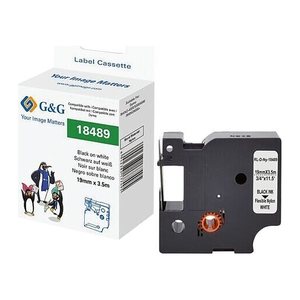 G&G Schriftband RHINO 21696 ersetzt DYMO 18489 , 19 mm, schwarz auf weiß, 1 St.