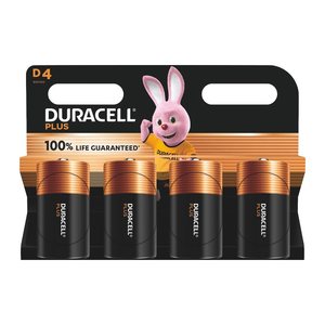 DURACELL Batterien Plus Alkali-Mangan Mono D 9,0 V, 4 St.