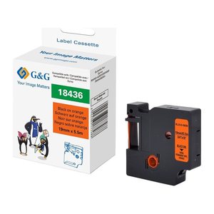 G&G Schriftband RHINO 21695 ersetzt DYMO 18436 , 19 mm, schwarz auf orange, 1 St.