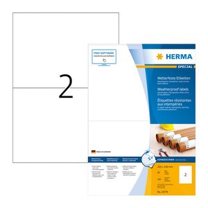HERMA wetterfeste Etiketten weiß 210,0 x 148,0 mm, 80 Blatt