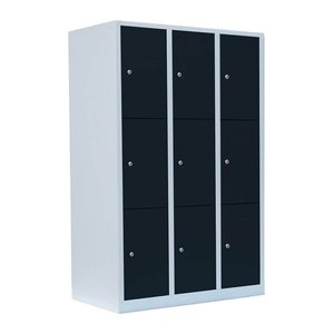 LÜLLMANN Schließfachschrank anthrazit, lichtgrau 523338, 9 Schließfächer 118,5 x 50,0 x 180,0 cm