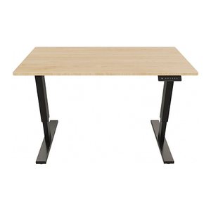 BISLEY E-StarterTech elektrisch höhenverstellbarer Schreibtisch kendal eiche rechteckig, T-Fuß-Gestell schwarz 140,0 x 60,0 cm