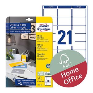 AVERY Zweckform Adressetiketten 7160-10 weiß 63,5 x 38,1 mm, 10 Blatt