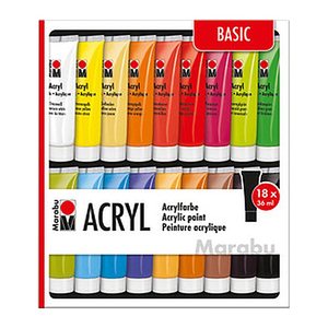 Marabu EFFECT Acrylfarben farbsortiert 18x 36,0 ml, 18 St.