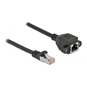 DELOCK Verläng. S/FTP RJ45 Ste.< RJ45 Bu. Cat.6A 25cm Black