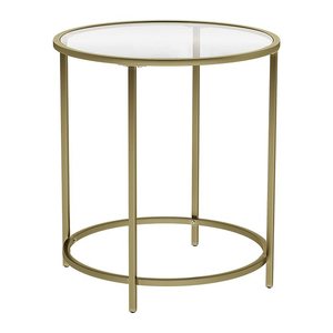 VASAGLE Beistelltisch rund Glas gold 50,0 x 50,0 x 55,0 cm, 1 St.