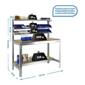 Simonrack Werkbank SIMONWORK BT1 silber 151,0 x 76,0 x 144,5 cm